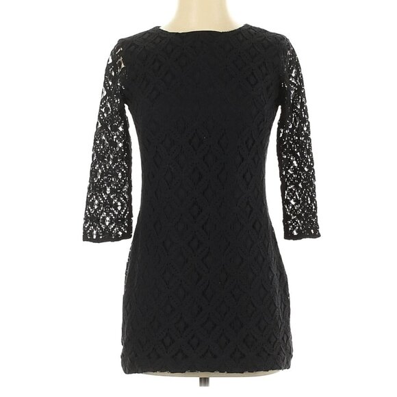 Amanda Uprichard Black Diamond Pattern Lace Crochet Mini Dress Size Small - Picture 1 of 10